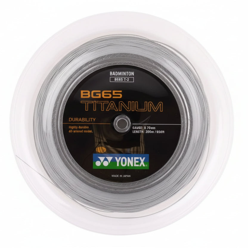 Yonex BG65 TITANIUM 200m Reel (White) Badminton String – Badminton