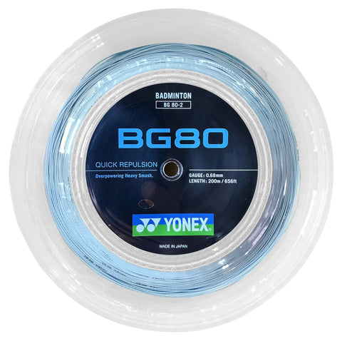 Yonex BG80 Sky Blue 200m Reel Badminton String