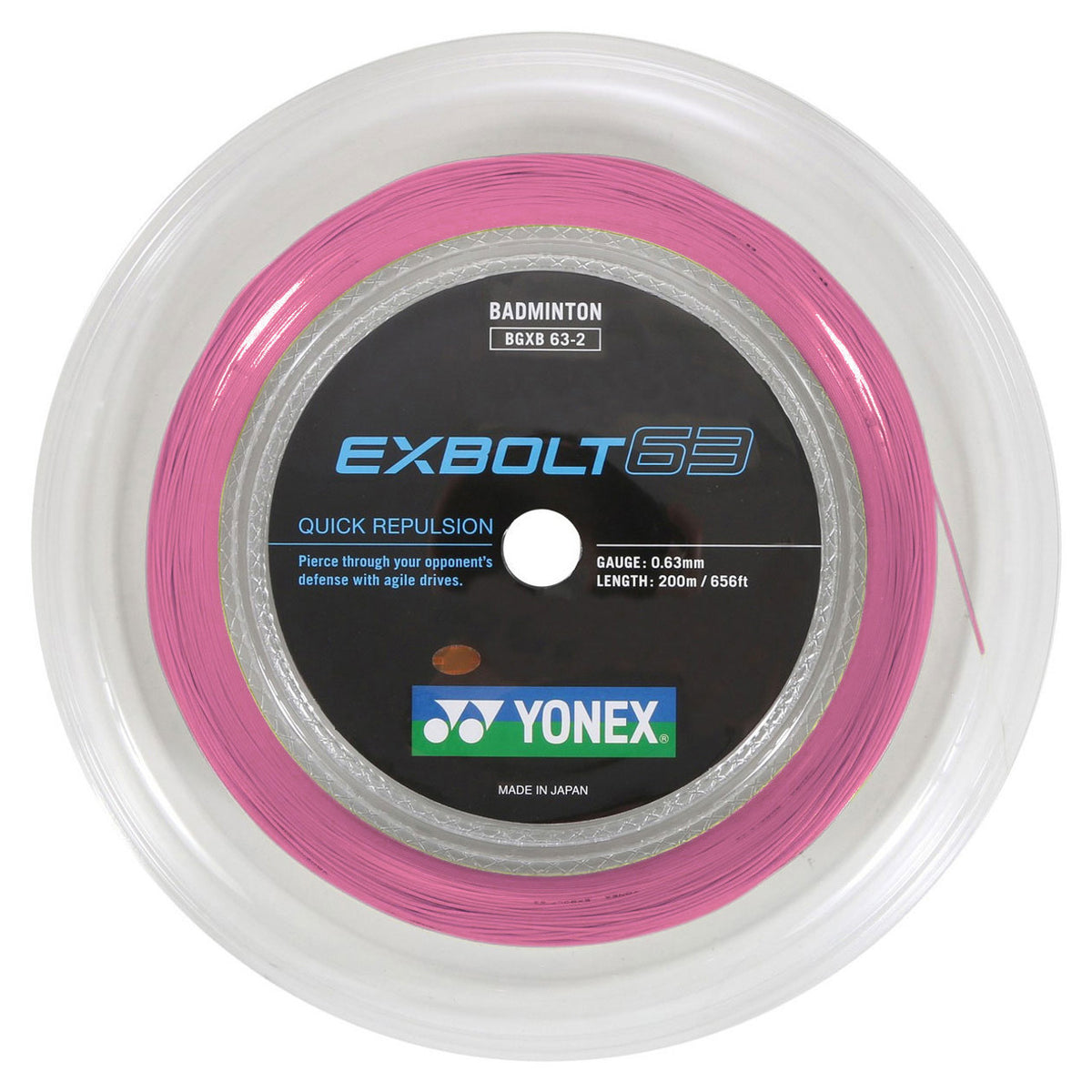Yonex Exbolt 63 200m Reel Badminton String (Light Pink