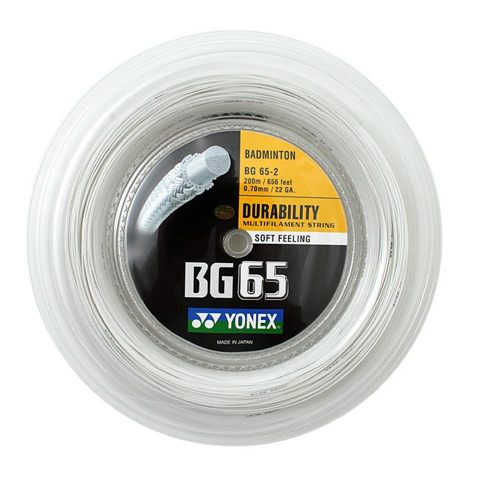 Yonex BG65 200m Reel (White) Badminton String