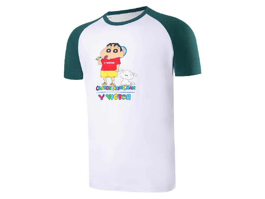 Victor X 蜡笔小新男女通用 T 恤 (T401CS) 白色/绿色