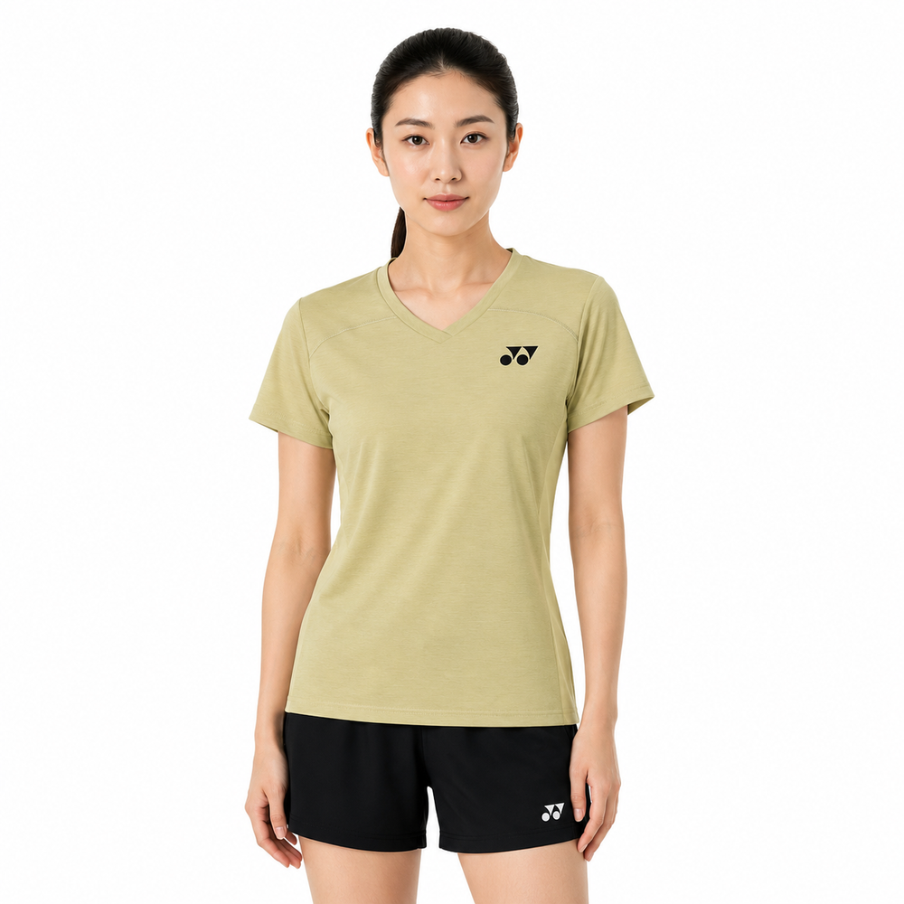 Yonex Women's V-Neck Badminton T Shirt 20961 (Beige)