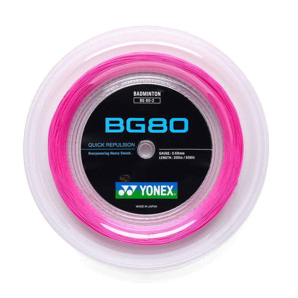 Yonex BG80 Pink 200m Reel Badminton String