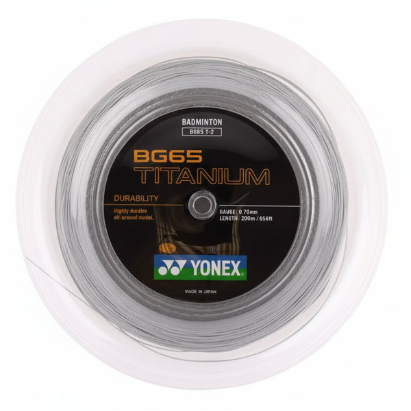 Yonex BG65 TITANIUM 200m Reel (White) Badminton String – Badminton