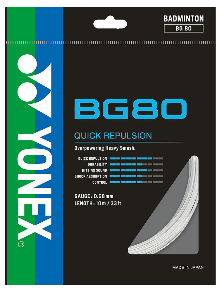 Yonex BG 80 Badminton String (White)