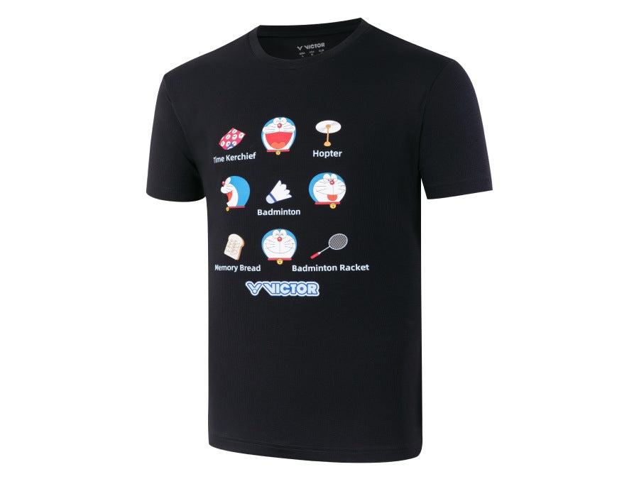 Victor X Doraemon Unisex T Shirt (T503DRM) Black